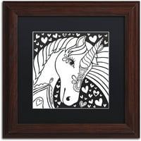 Трговска марка ликовна уметност Слатка еднорог платно уметност од здраво ангел, црна мат, дрвена рамка