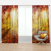 ДизајнАрт „жолти црвени есенски дрвја и лисја“ панел за завеси