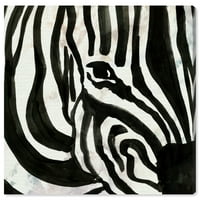 Wynwood Studio Animals Modern Canvas Art - црно -бело близок зебра, wallидна уметност за дневна соба, спална соба и бања, во 12, црно -бел декор за домови