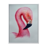 DesignArt 'Апстракт портрет на розово фламинго IV' фарма куќа врамена платно wallидна уметност печатење
