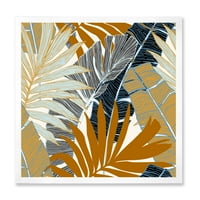 DesignArt 'Апстрактна тропска летна банана лисја и палма' модерна врамена уметничка печатење