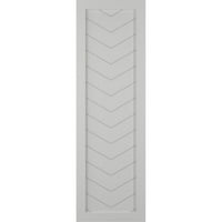 Ekena Millwork 18 W 75 H TRUE FIT PVC SINGE PALLE CHEVRON модерен стил фиксни ролетни за монтирање, градско сиво