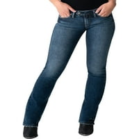 Co. Silver Jeans Co. Womenенски вторник со низок пораст Тенок фармерки за подигање, големини на половината