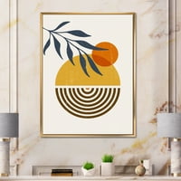 DesignArt 'Апстрактни форми со ботанички минималистички лист IV' модерна врамена платна wallидна уметност