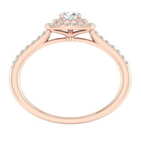 Империјал КТ ТДВ тркалезен дијамантски двојно ореолски ангажман прстен во 10к розово злато