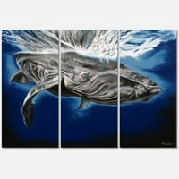 Дизајн Затвори портрет на кит на кит 'Наутичко и крајбрежно платно wallидно уметности
