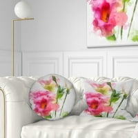 DesignArt рака нацртана розова акварел цвет - Перница за цвеќиња од цвеќиња - 12x20