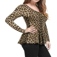 Уникатни поволни цени за женски затегнати маички за печати за печатење на леопард блузи