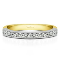 РИНГ Невестински сет: прстен за ангажман со дијаманти и центар Моисанит во 10к злато со два тона