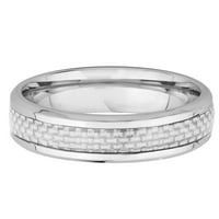 Крајбрежен накит бело јаглеродни влакна вметнат прстен од не'рѓосувачки челик