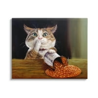 Индустријата за ступел ги истури грав хумористичен мачки кујнски животински галерија за сликање завиткано платно печатење wallидна уметност, дизајн од Лусија Хефер