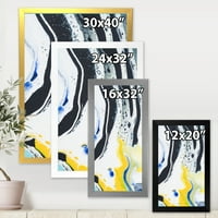 DesignArt 'Апстрактна мермерна композиција во сина и жолта IV' модерна врамена уметничка печатење