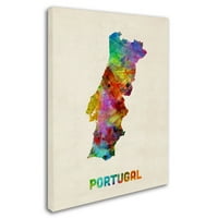 Трговска марка ликовна уметност Португалска акварелна мапа Канвас уметност од Мајкл Томпсет