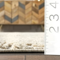 Нулум Кери текстурирана геометриска килим со подрачје, 6 '7 9', слонова коска