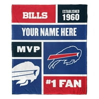 Buffalo Bills NFL Colorblock Персонализирано ќебе за фрлање свилен допир