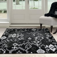 Сомерсет дома Икат област килим, црна и сива боја