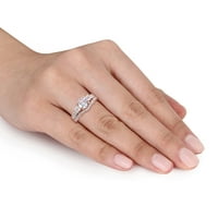 Miabella Women's's'sенски 1- КТ создаде сафир КТ Дијамант 10kt розово злато 2-парче свадбен прстен