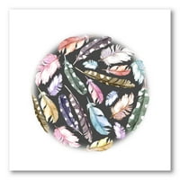 Дизајн на „Шарените бухо пердуви во форма на кругот“ Боемјан и еклектично платно wallидна уметност печатење