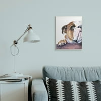 Iousубопитен англиски булдог поглед на портрет за миленичиња кучиња врамени уметнички печати за уметност