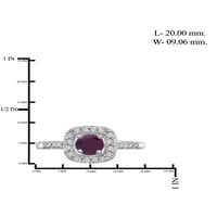 Jewelersclub Ruby Ring Rigntone Jewelry - 0. Carat Ruby 0. Стерлинг сребрен прстен накит со бел дијамантски