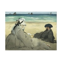 Трговска марка ликовна уметност „на плажа“ платно уметност од Манет