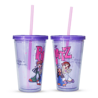 Bratz се 16oz пластични ладни чаши коцки со мраз w капакот и слама