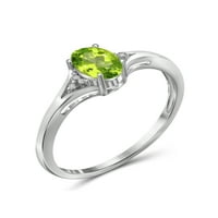Jewelersclub Peridot Gemstone Ring Rigntone Awnalstone Jewelry - Стерлинг сребрен прстен накит со бел дијамантски