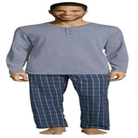 Машки пижами на Ханес Екосмарт Фланел карирани панталони за спиење сет супер удобни пјс, 41328-xxxx-large
