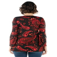 Удобност облека, женски црвен пајсли, долг ракав на ладно рамо на рамото