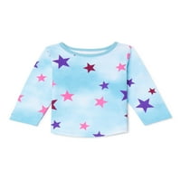 Garanimals Baby Girls Stars Print маица со долг ракав, големини 0 3M-24M