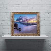 Трговска марка ликовна уметност „плажа на самрак“ платно уметност од Пјер Леклерк, златна украсна рамка