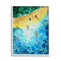 Модерна мозаична шема плажа крајбрежна графичка уметност бела врамена уметничка печатена wallидна уметност