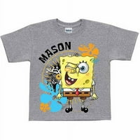 Персонализирани Spongebob SquarePants намигнување на сивата маица на момчињата
