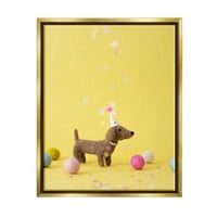 Stupleолта жолта дахшунд забава капа за кучиња животни и инсекти Фотографија златен пловиј врамен уметнички