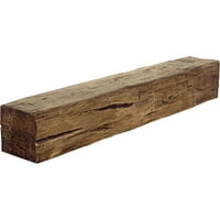 Ekena Millwork 8 H 10 D 84 W Hand Hewn Fau Wood Camply Mantel, Premium AdEd