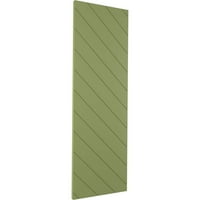 Ekena Millwork 18 W 66 H TRUE FIT PVC Diagonal Slat модерен стил фиксни ролетни за монтирање, мов зелена