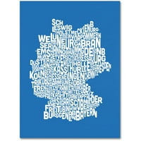 Трговска марка уметност „лето-германски региони мапа“ платно уметност од Мајкл Томпсет