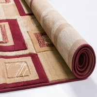 Добро ткаен Бруклин Викторија 5'3 7'3 модерен геометриски килим на црвена област