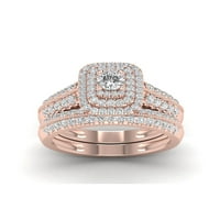 1CT TDW Diamond 14K Rose Gold Halo Ring Engagement Ring