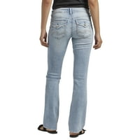 Co. Silver Jeans Co. Women'sенски брит низок пораст Тенок фармерки за подигање, големини на половината 24-34