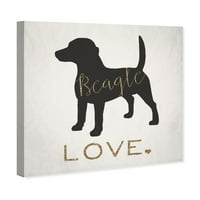 Wynwood Studio Animals Wall Art Canvas Prints 'Beagle Love' кучиња и кутриња - црно, злато