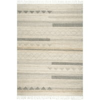 Нулум геометриски ленти волна килим, 6 '9', беж