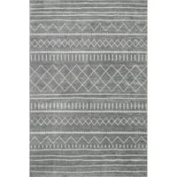 Нулум Риден Марокански геометриски телис област килим, 6 '7 9', сива