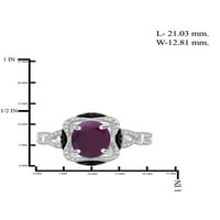 Карат Т.Г.В. Руби и црно-бел дијамантски акцент Стерлинг сребрен сет за накит со 3 парчиња