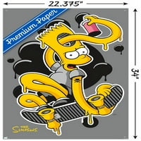 Постерот за скијачи на Simpsons - Bart Warped Skater со pushpins, 22.375 34