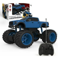 Шепер слика RC Mini Ford F Raptor Rockslide Monster Truck, безжичен далечински управувачки играчки автомобил, сина