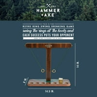 Хамер + секира гроздобер прстен за пиење игра, рачно изработено дрво со шут стакло