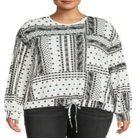 Комо Blu Women's Plus Size Size Bandana Print Sweatshirt