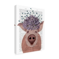 Фабна фанки 'свиња и јорговани цвеќиња книга печати' платно уметност