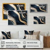 DesignArt Апстрактни геодети бранови сина и златна II платно wallидна уметност